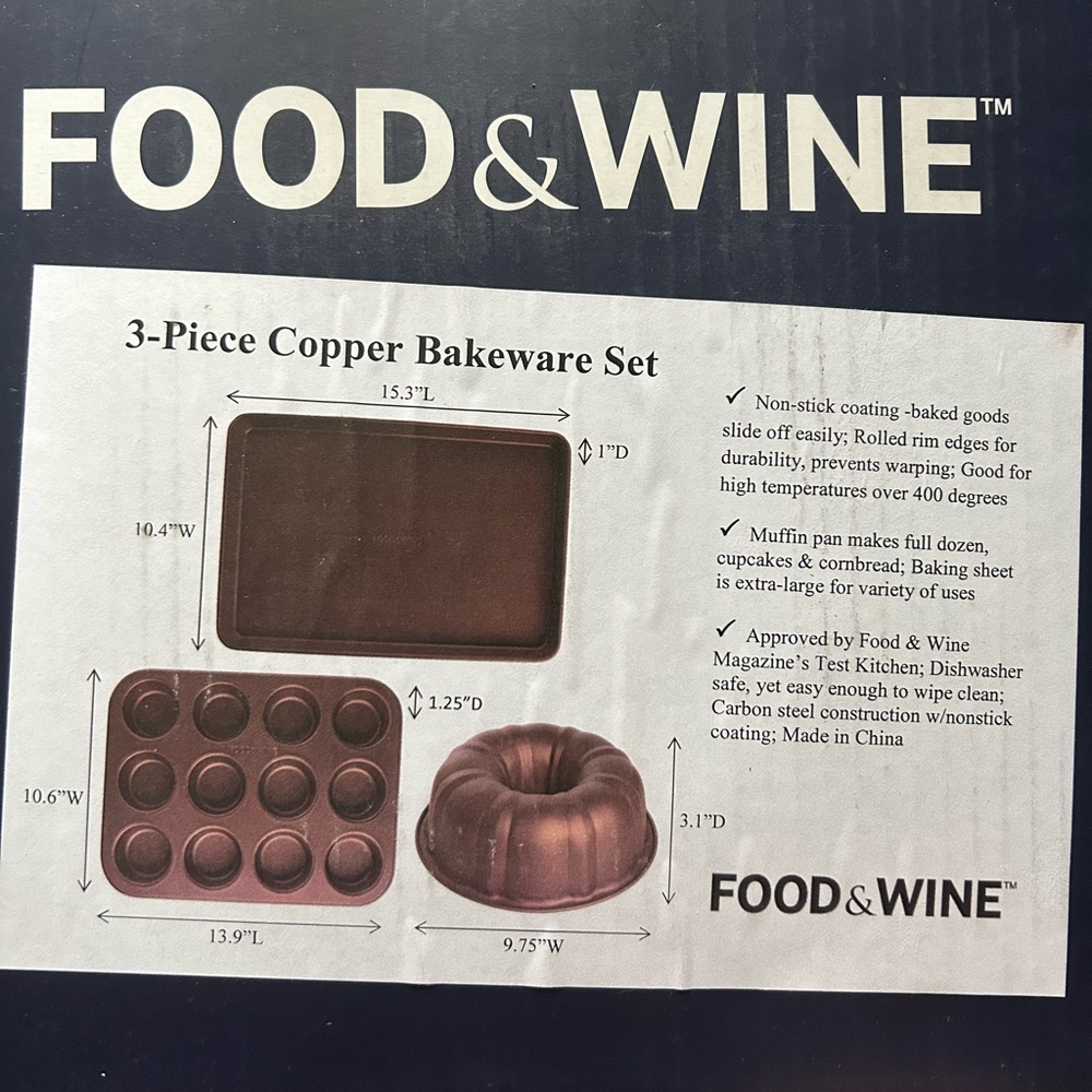 Copper Bakeware Set New in Box - Picture 2 of 4